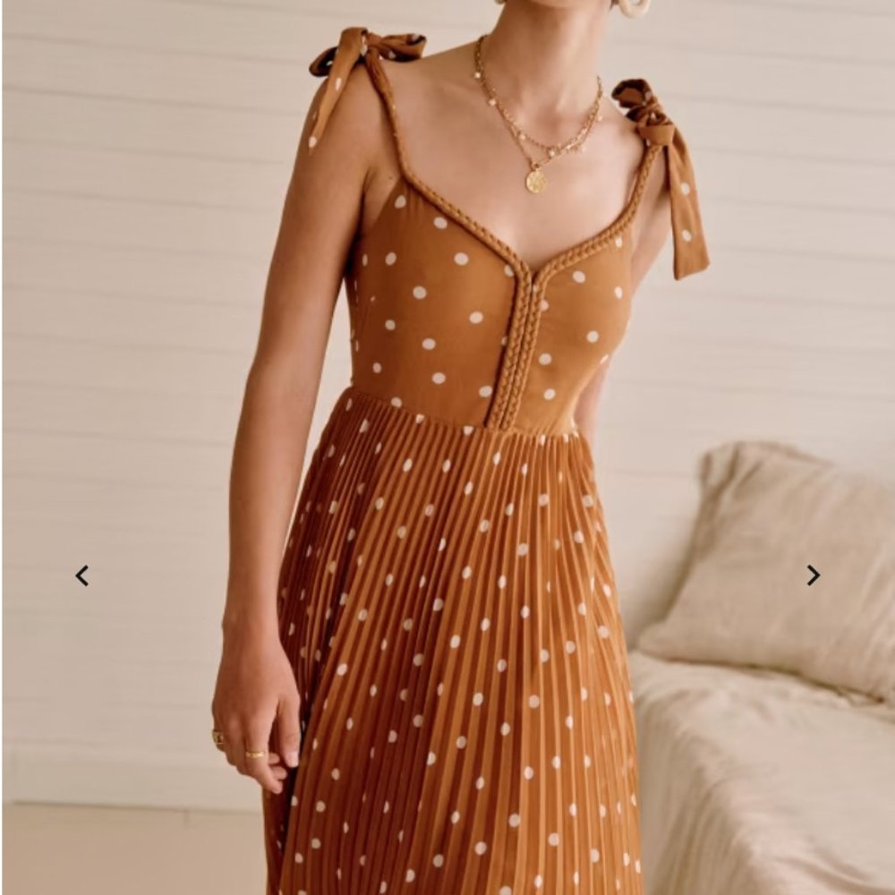 Sezane NELLA DRESS  Coffee polka dots Size 40